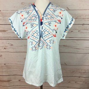 Mislook Silky Pale Blue Native Print Kimono Top